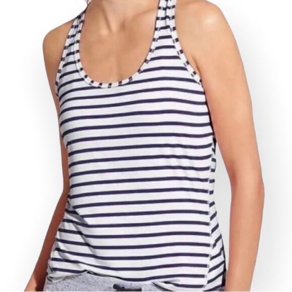 Athleta Women’s Athletic Tank Top Navy Blue and White Striped Size XS - Picture 1 of 6